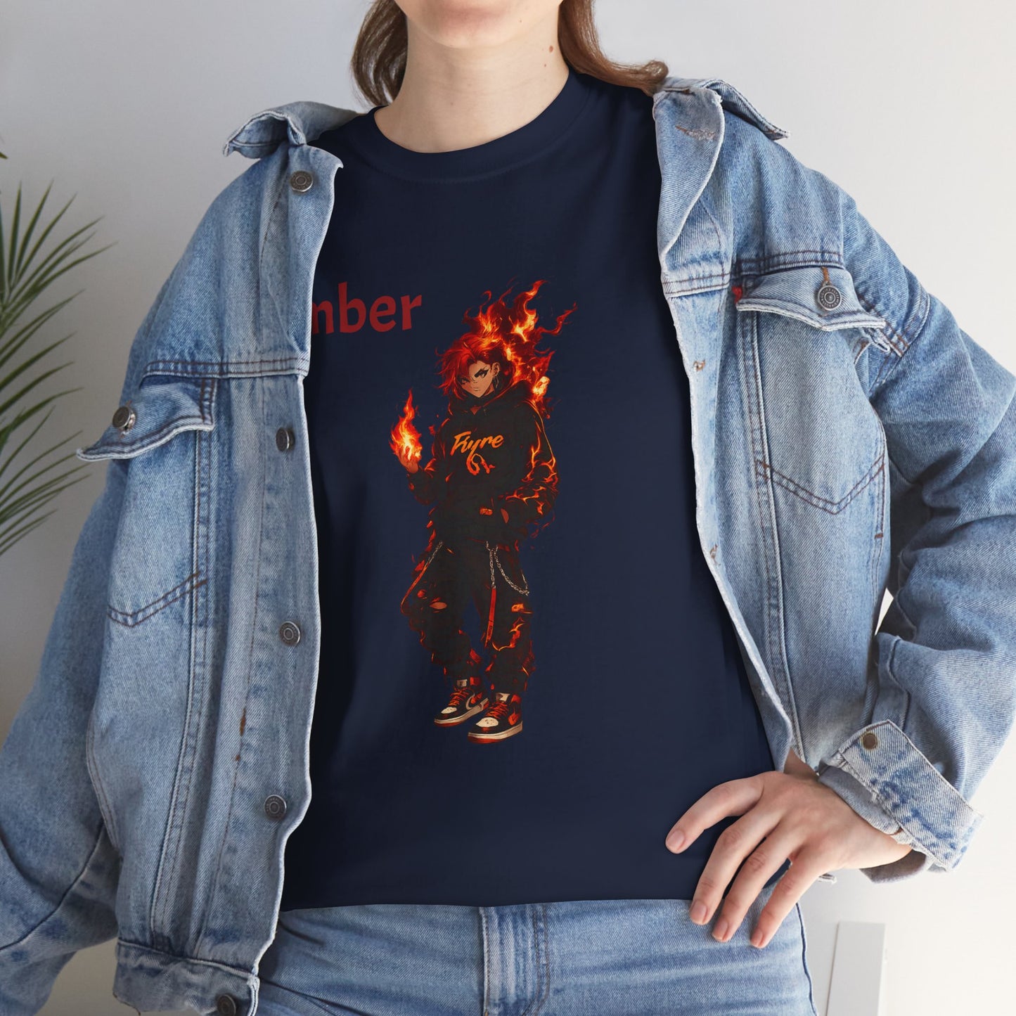 FIYRE Anime Ember Flame Graphic Tee — 'Ember' Streetwear Shirt with Fire Motif
