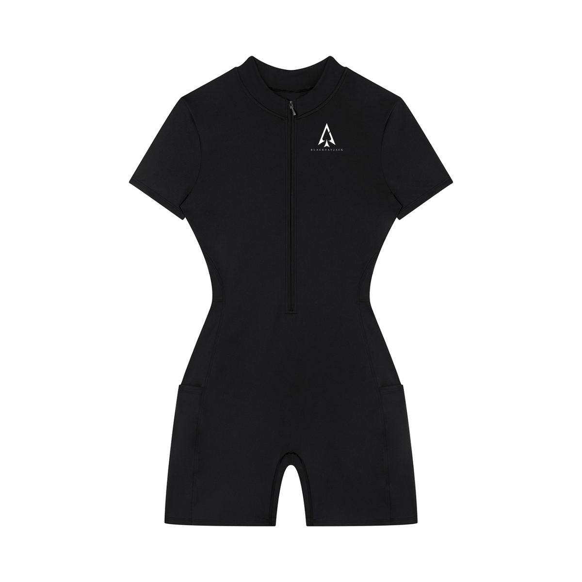 FIYRE Blacksayjack-Women's Quarter-Zip Short Sleeve Romper