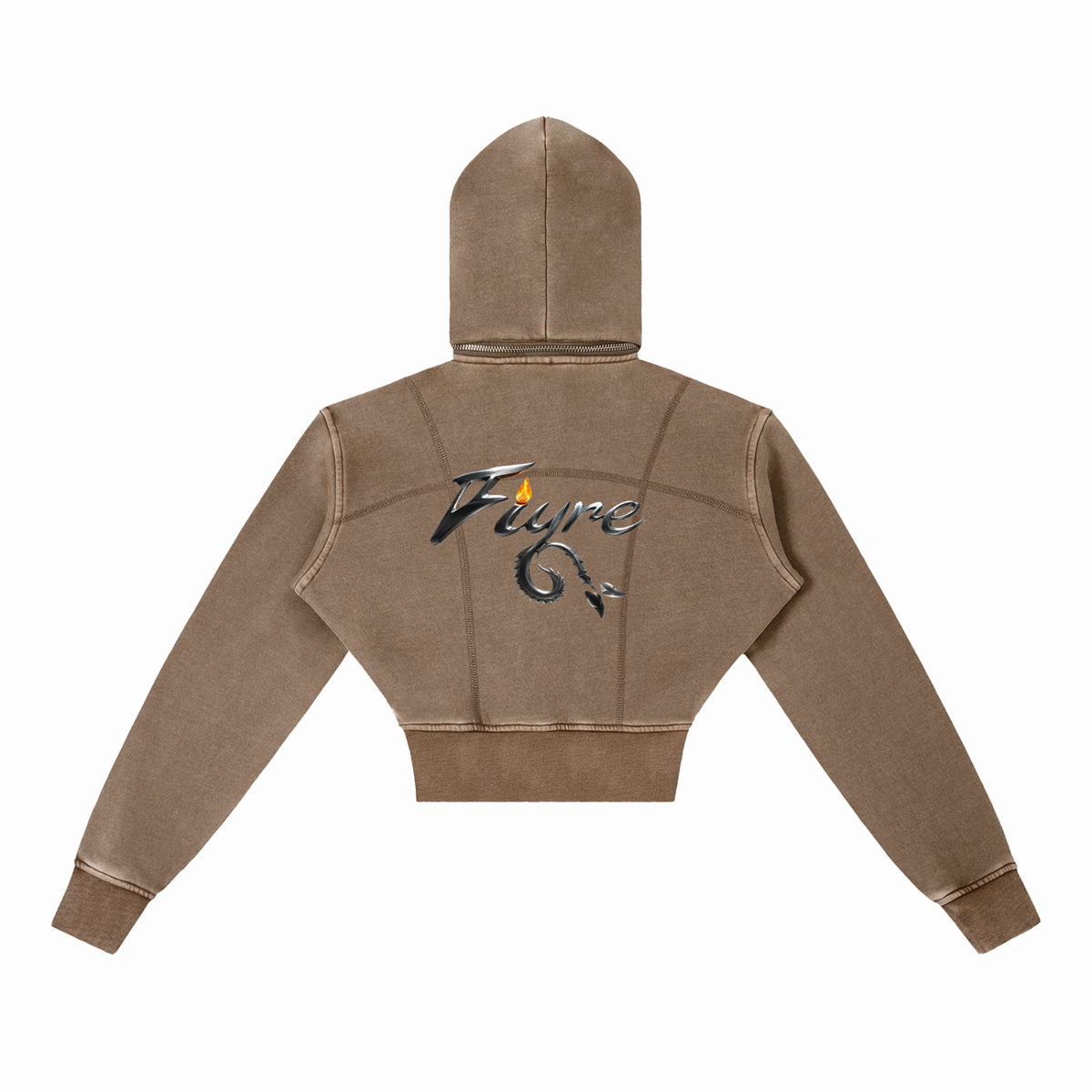 FIYRE- Women's Vintage Washed Cropped Fleece Hoodie