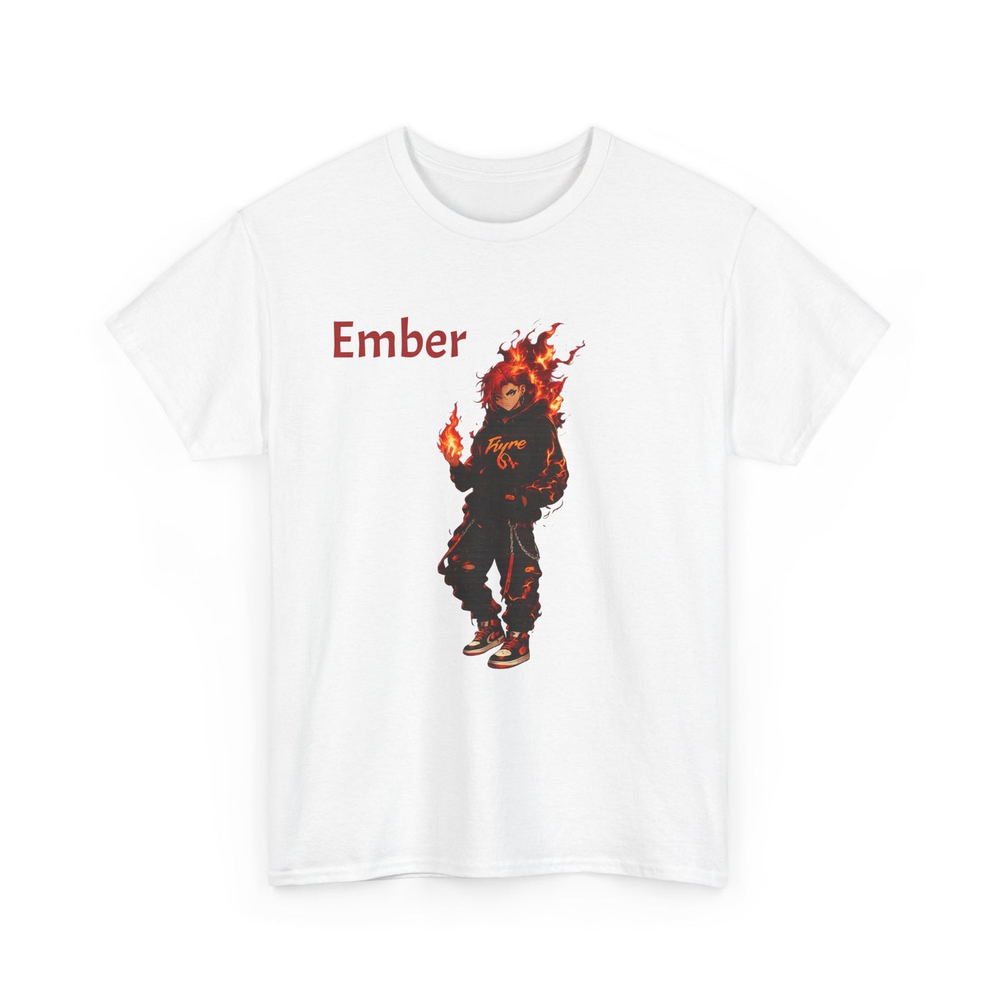 FIYRE Anime Ember Flame Graphic Tee — 'Ember' Streetwear Shirt with Fire Motif