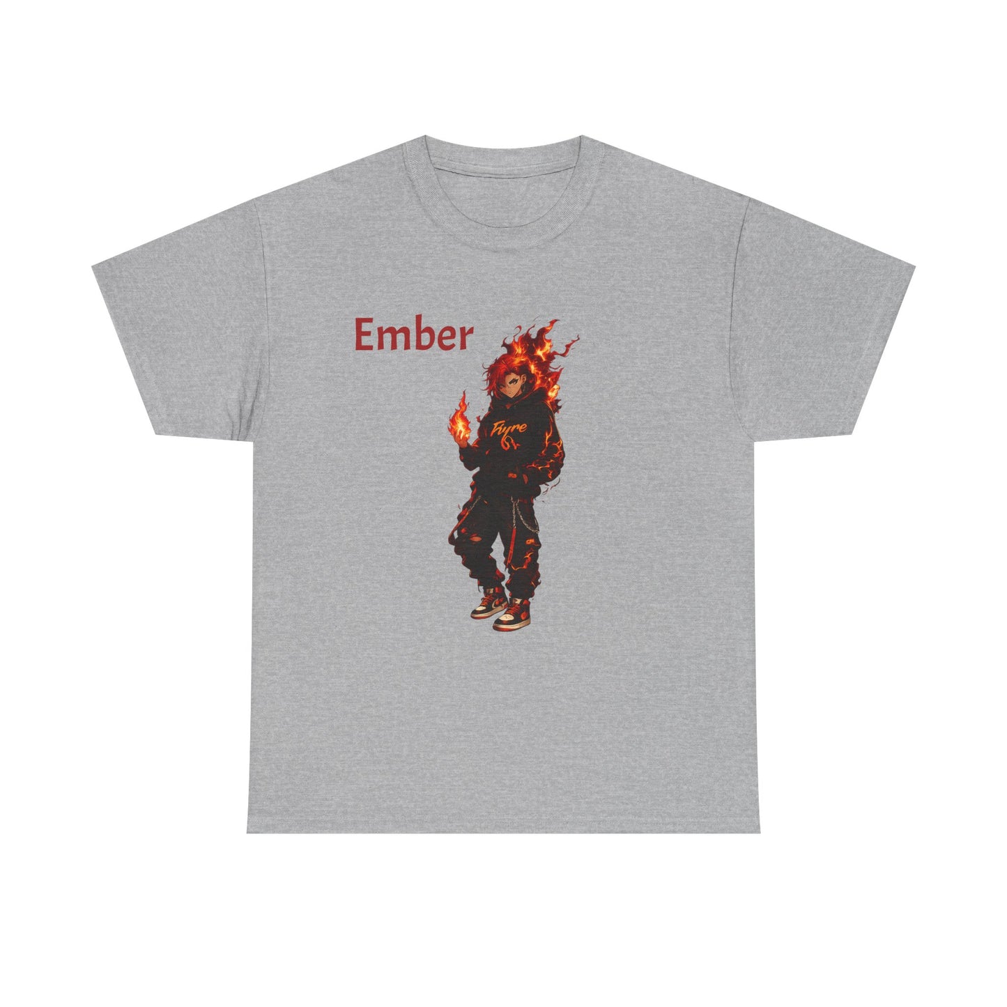 FIYRE Anime Ember Flame Graphic Tee — 'Ember' Streetwear Shirt with Fire Motif