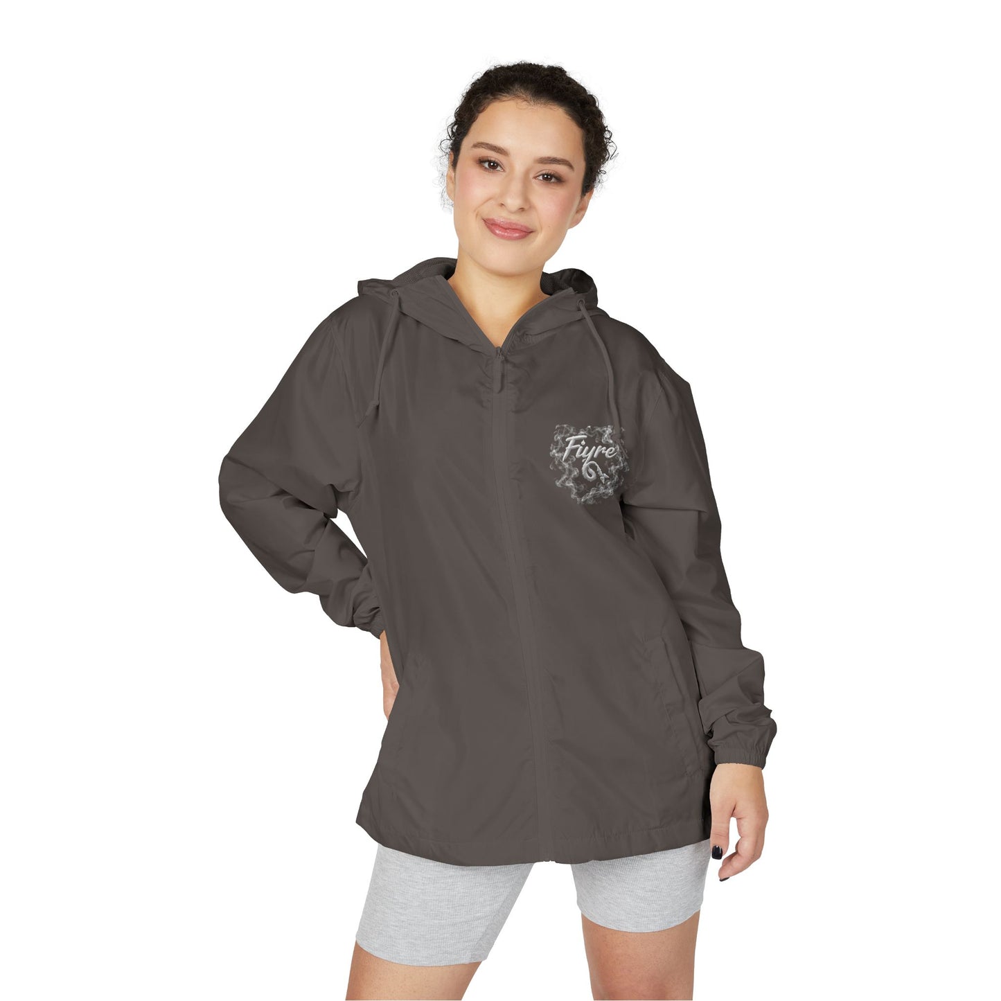 FIYRE Windbreaker Jacket Script Camo Zip-Up Hooded Windbreaker