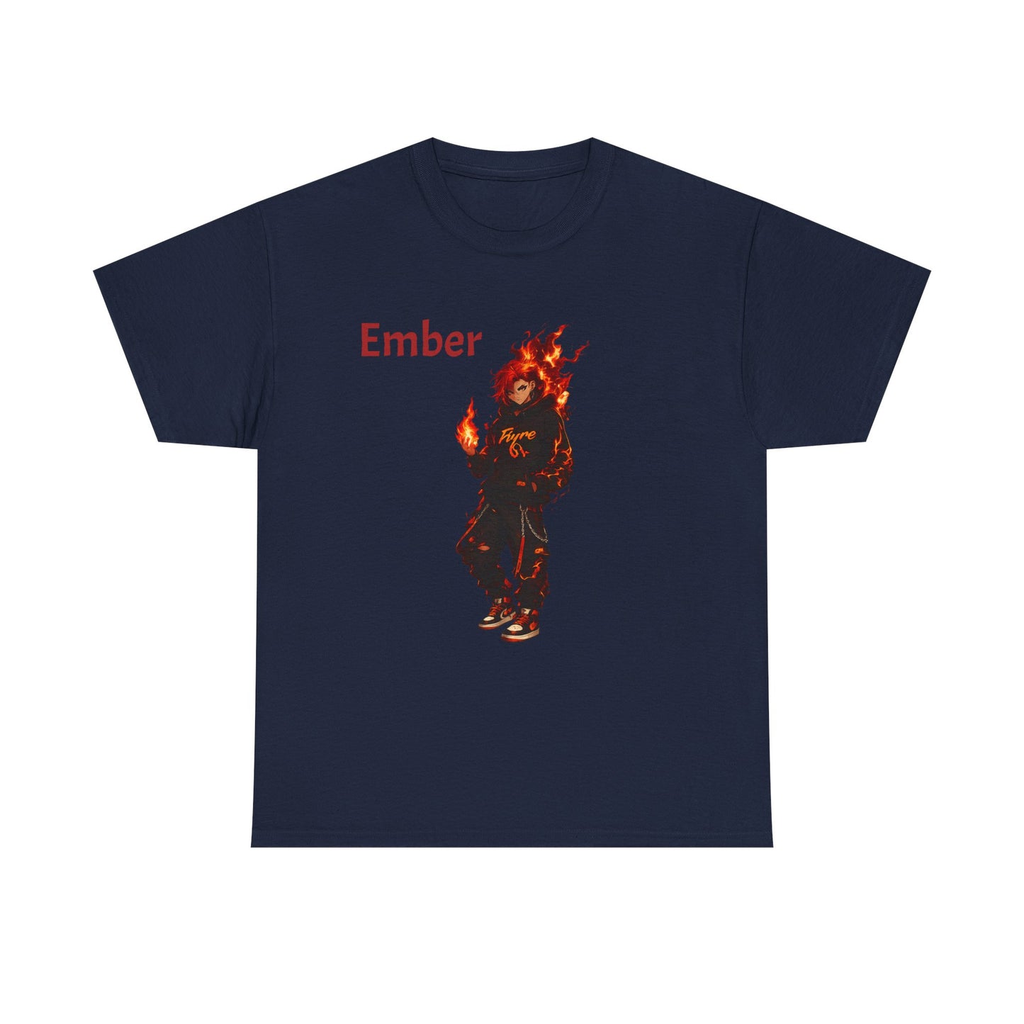 FIYRE Anime Ember Flame Graphic Tee — 'Ember' Streetwear Shirt with Fire Motif