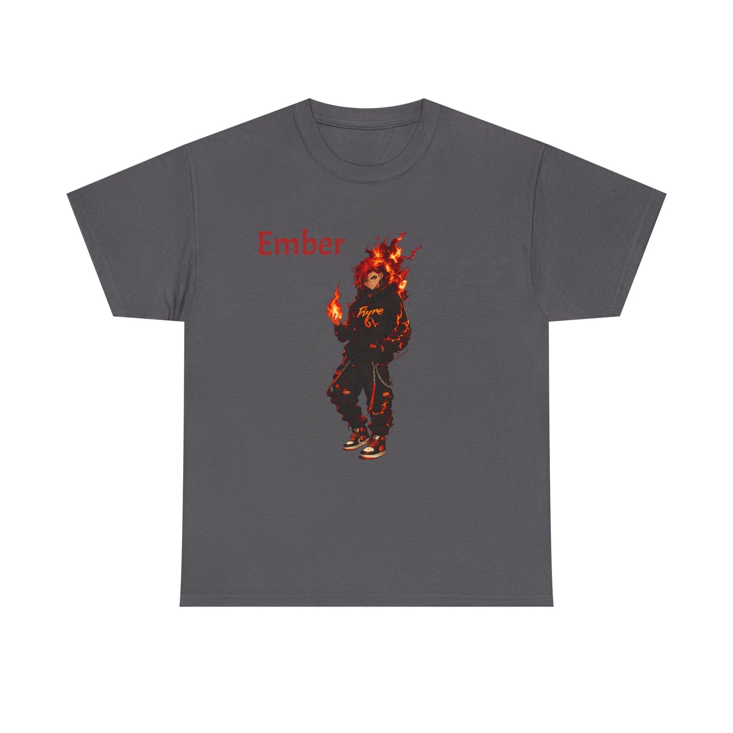 FIYRE Anime Ember Flame Graphic Tee — 'Ember' Streetwear Shirt with Fire Motif