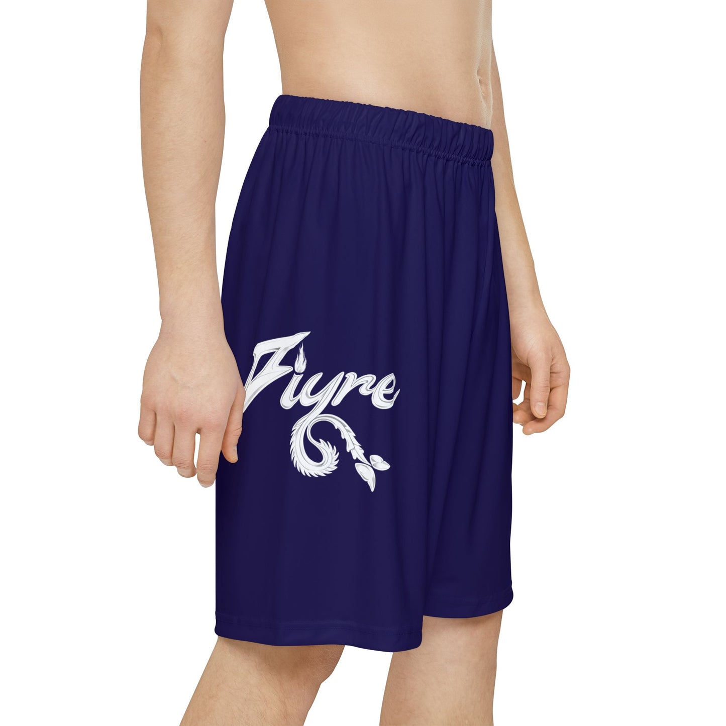 FIYRE- Athletic Shorts — Navy 'Fyre' Script Gym Shorts