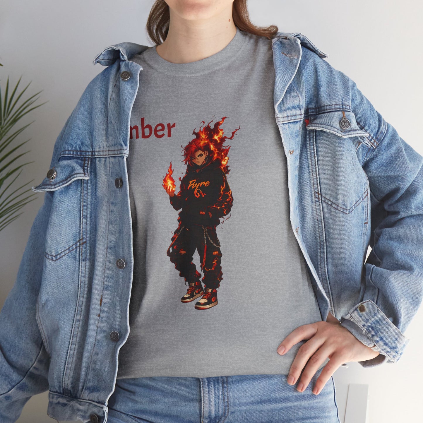 FIYRE Anime Ember Flame Graphic Tee — 'Ember' Streetwear Shirt with Fire Motif