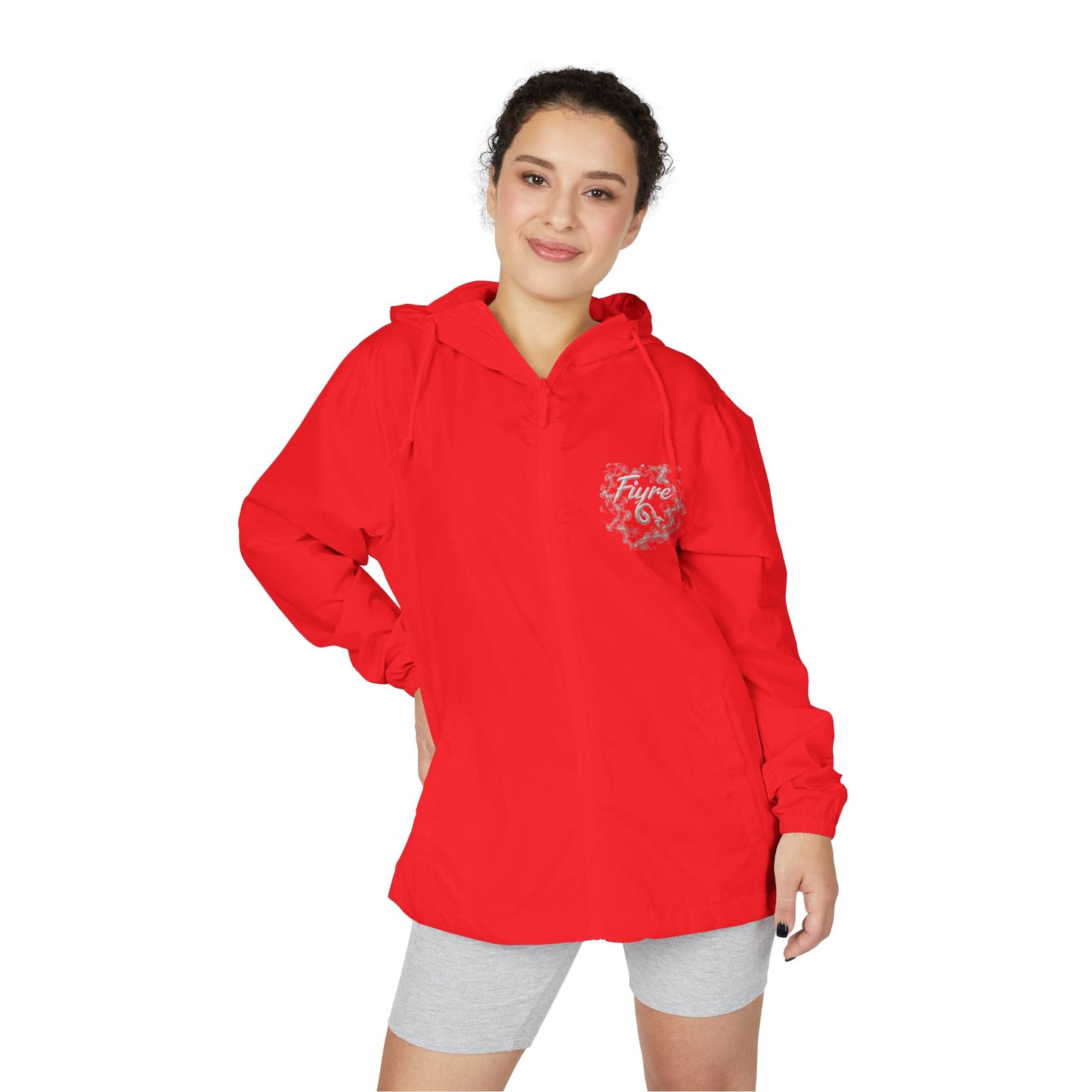 FIYRE Windbreaker Jacket Script Camo Zip-Up Hooded Windbreaker