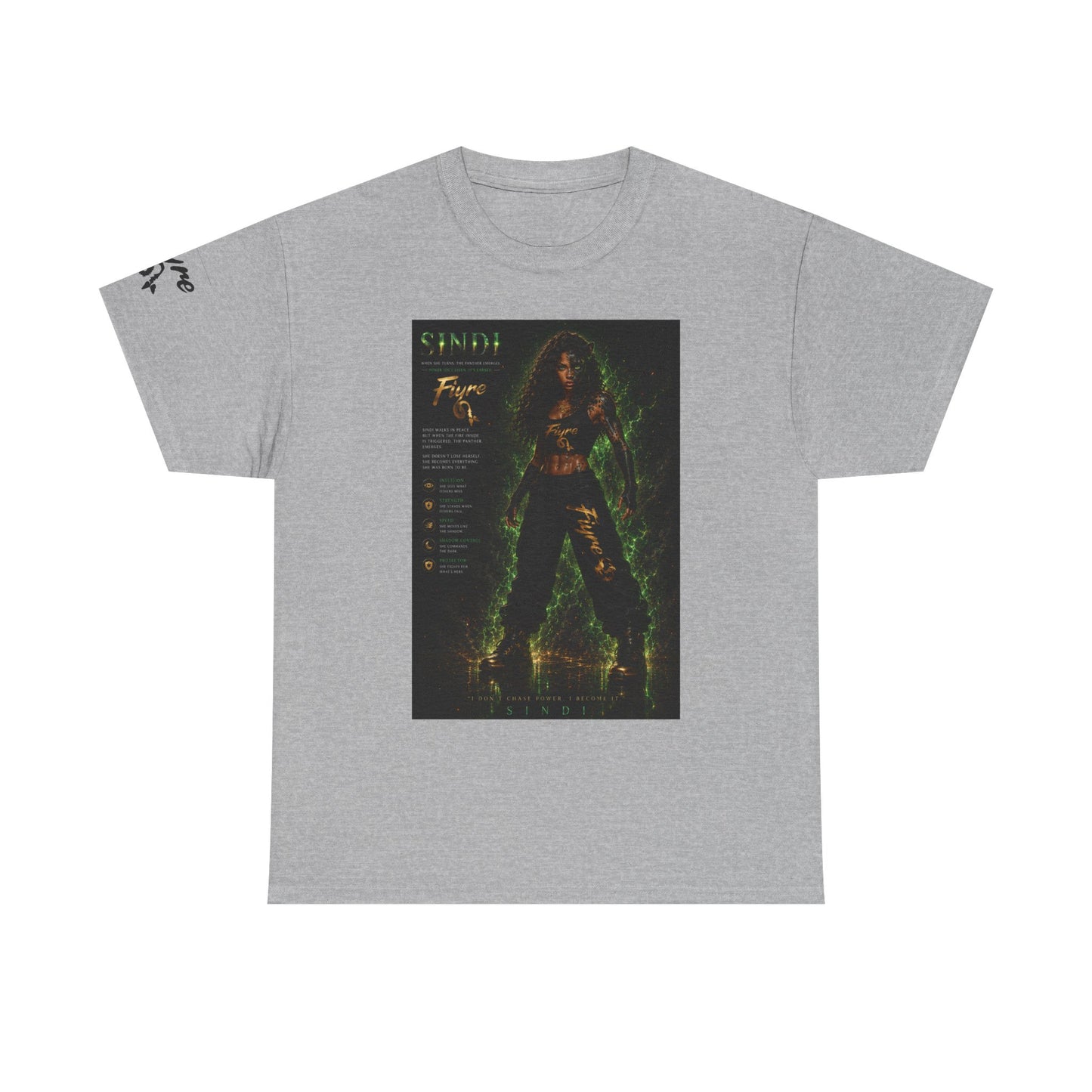 FIYRE Sindi Anime Tee — Neon Green Fantasy Character Poster Shirt
