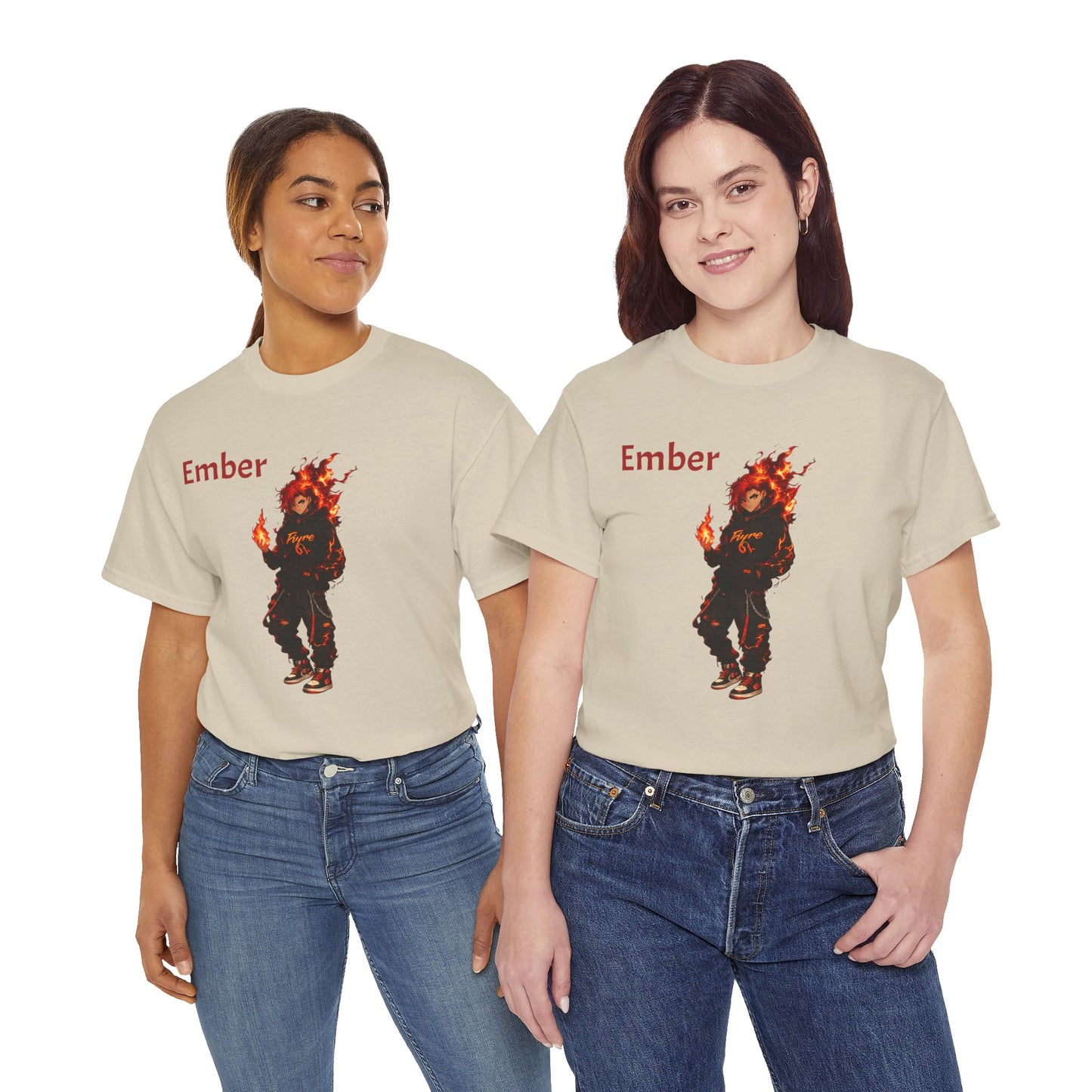 FIYRE Anime Ember Flame Graphic Tee — 'Ember' Streetwear Shirt with Fire Motif