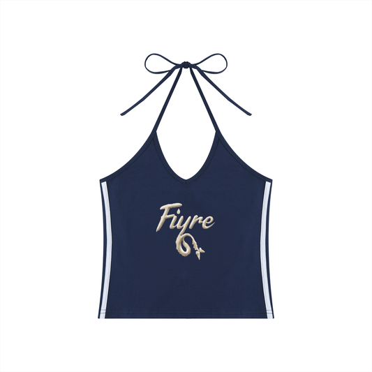 FIYRE-Women's Color Block Halter Crop Tank Top