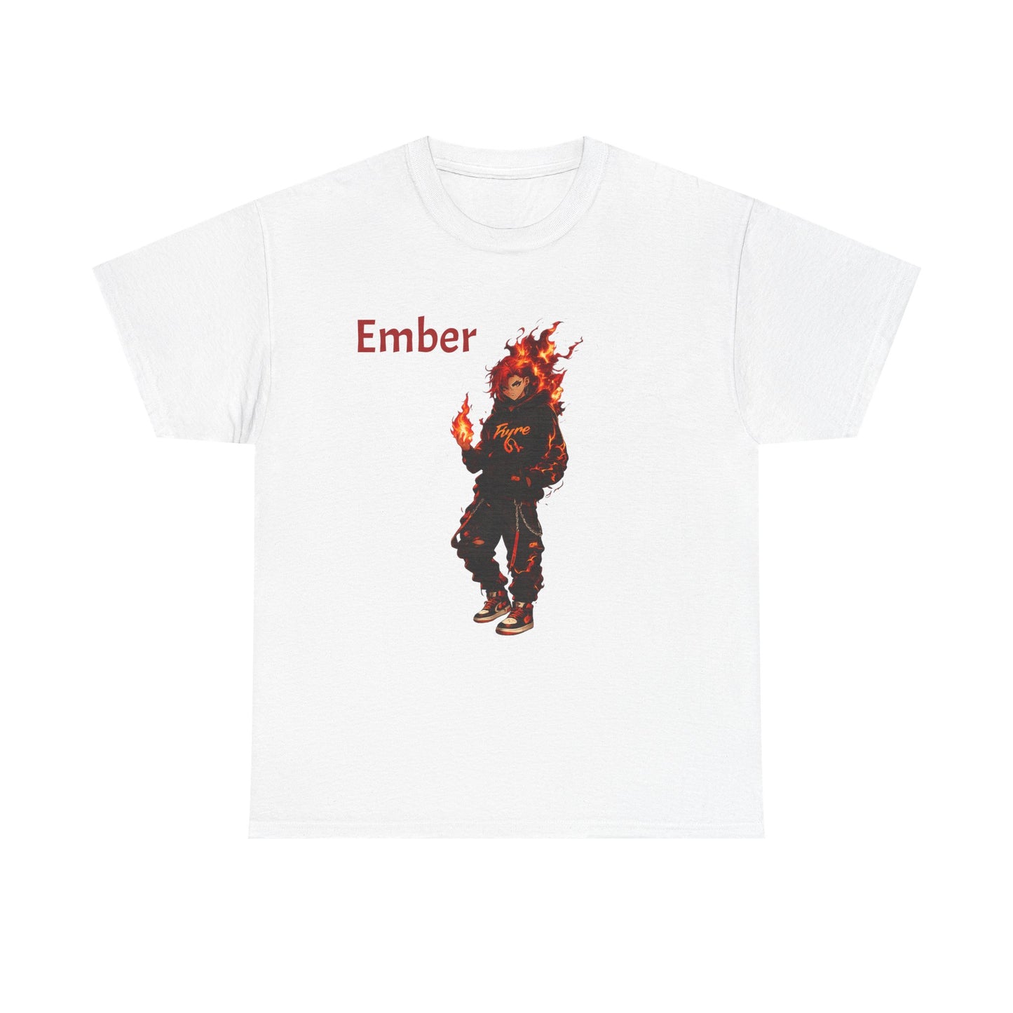 FIYRE Anime Ember Flame Graphic Tee — 'Ember' Streetwear Shirt with Fire Motif