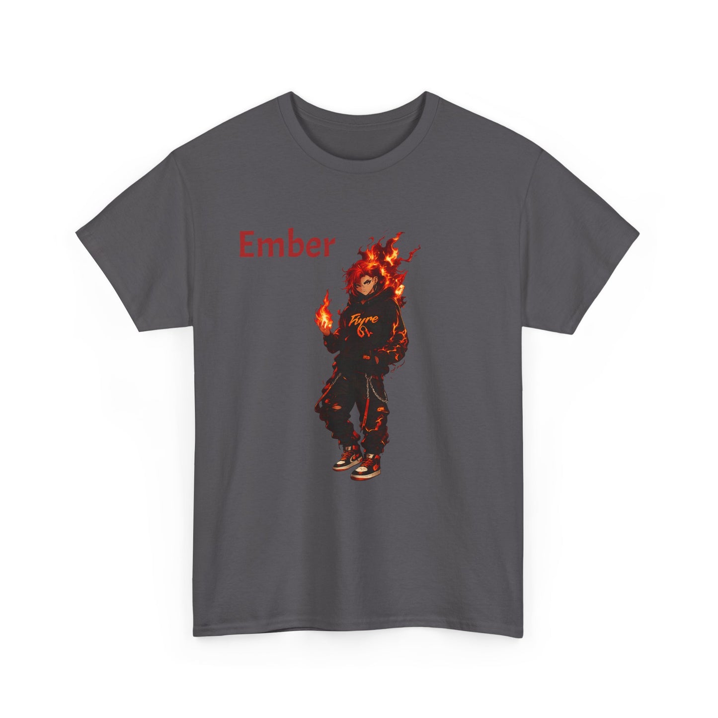 FIYRE Anime Ember Flame Graphic Tee — 'Ember' Streetwear Shirt with Fire Motif