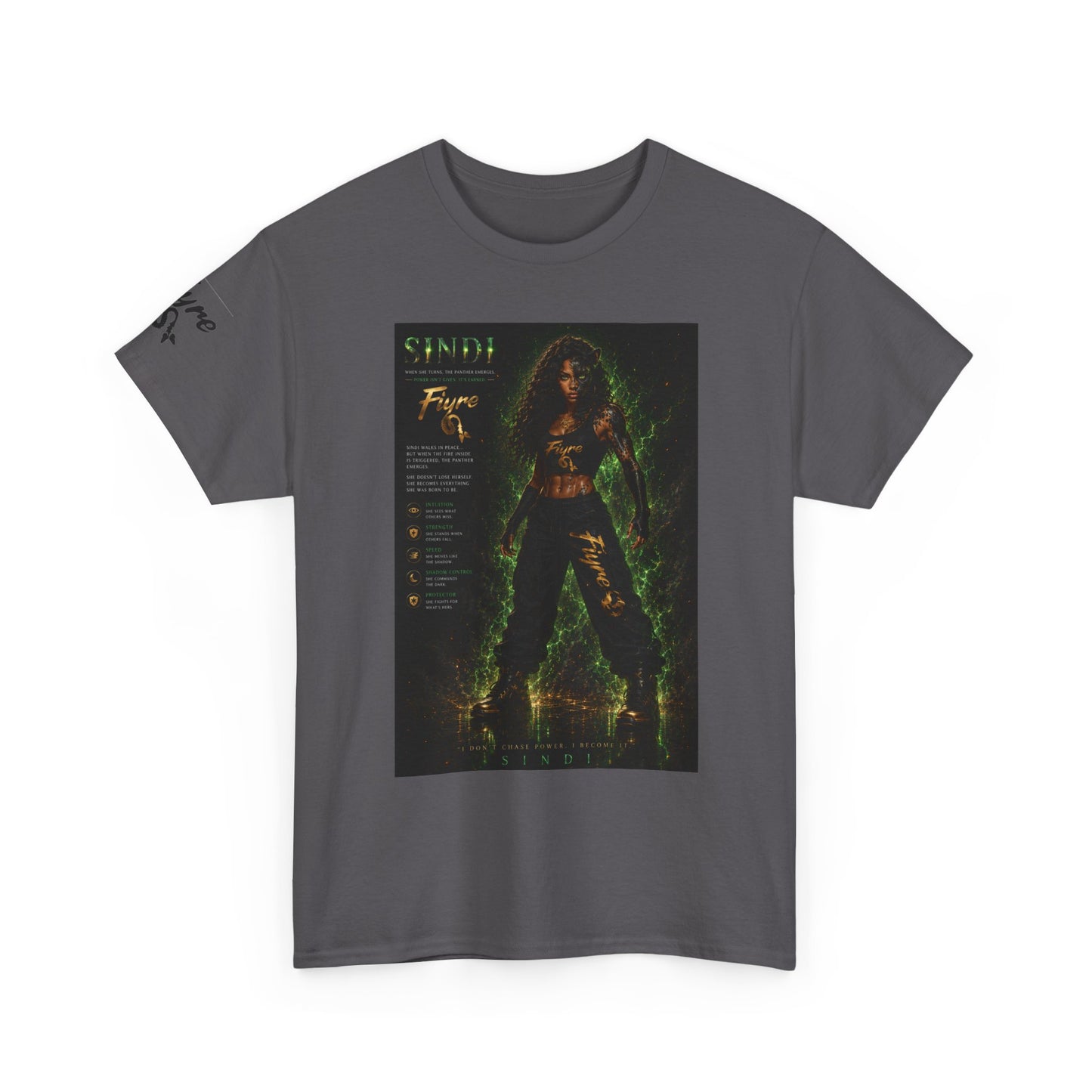 FIYRE Sindi Anime Tee — Neon Green Fantasy Character Poster Shirt