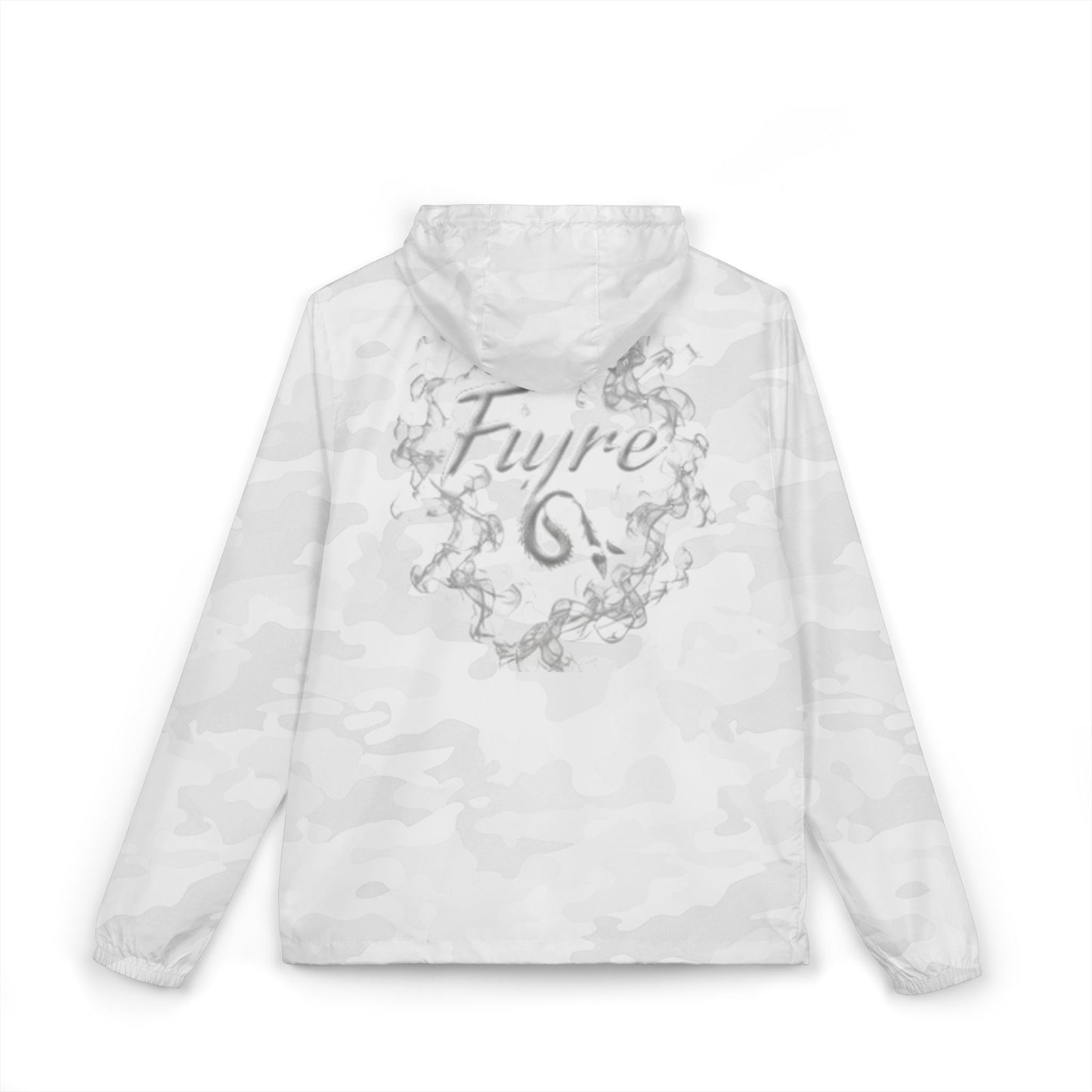 FIYRE Windbreaker Jacket Script Camo Zip-Up Hooded Windbreaker