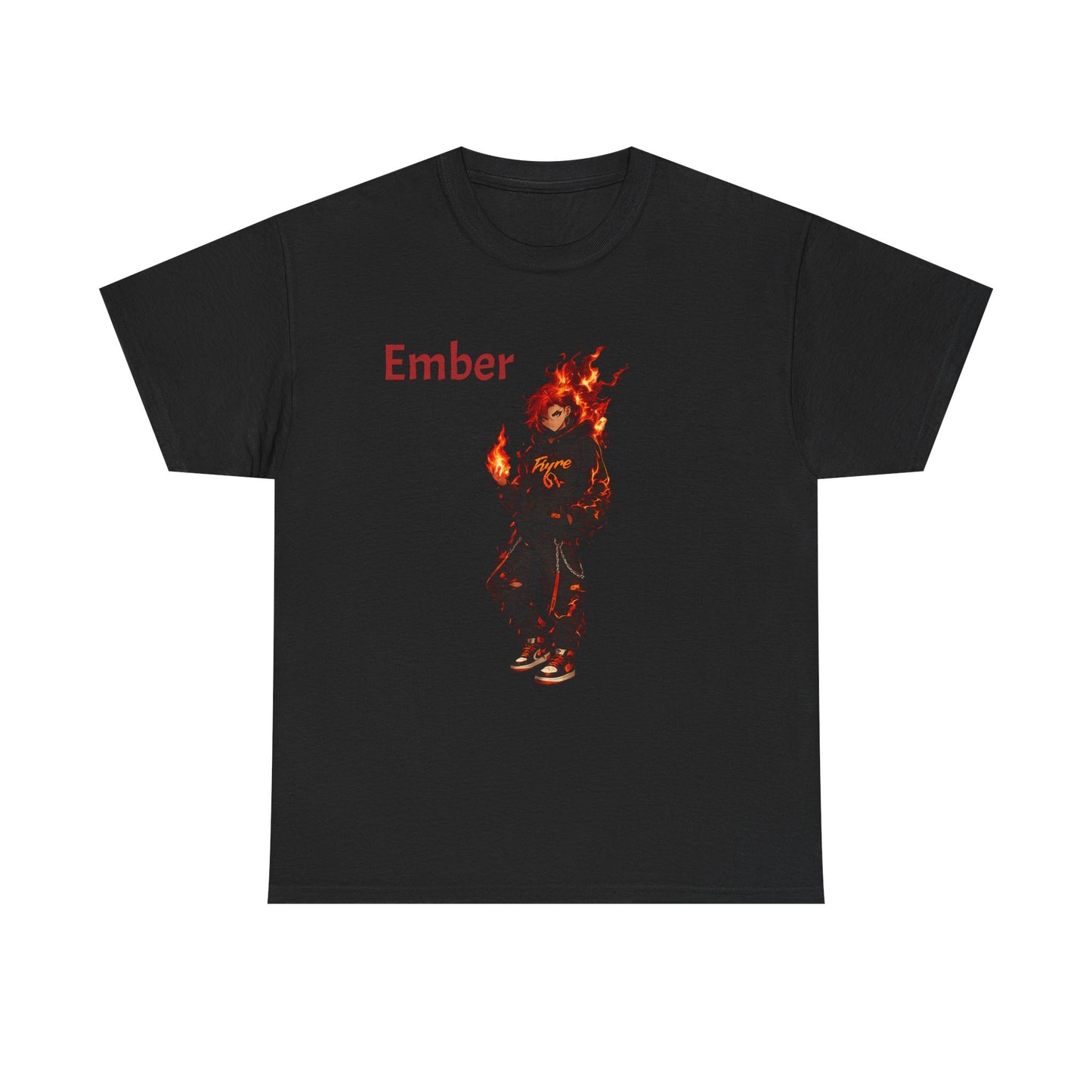 FIYRE Anime Ember Flame Graphic Tee — 'Ember' Streetwear Shirt with Fire Motif