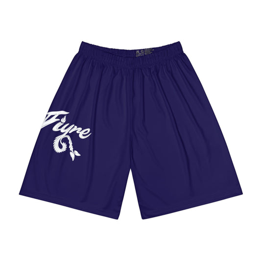 FIYRE- Athletic Shorts — Navy 'Fyre' Script Gym Shorts