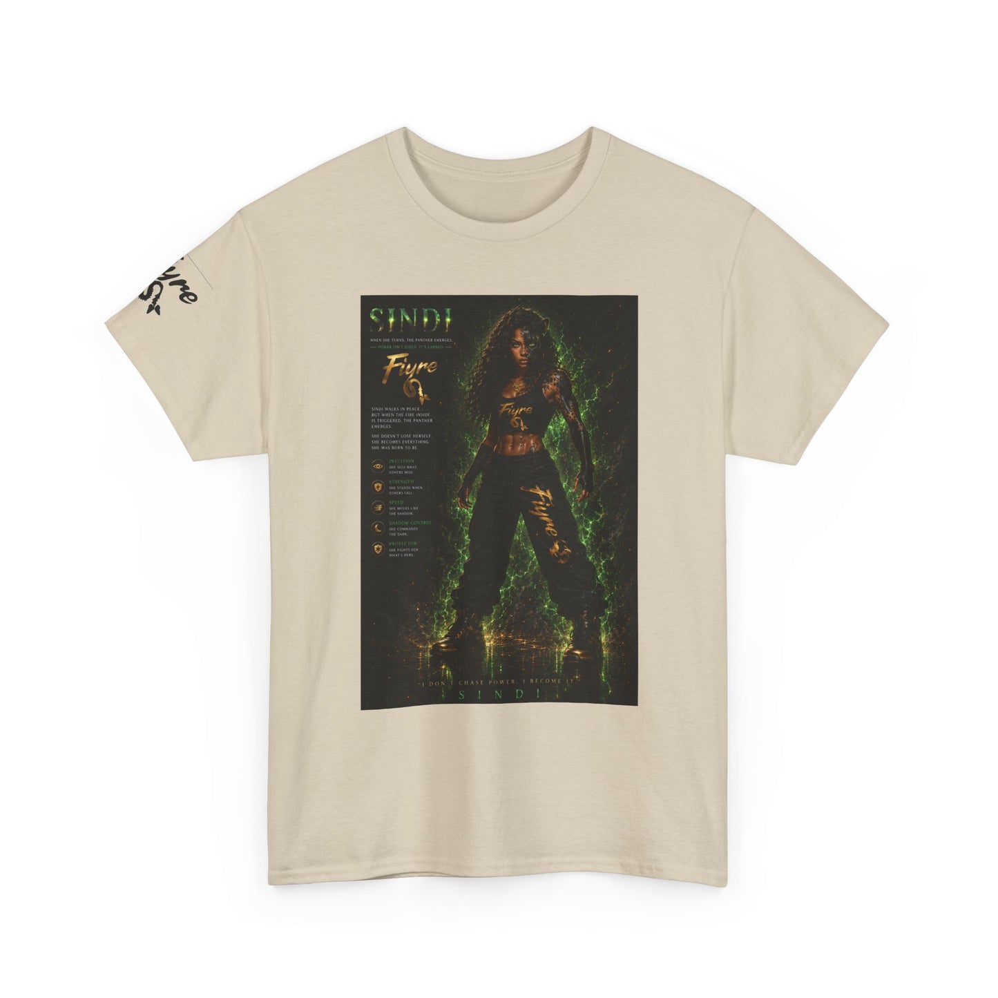 FIYRE Sindi Anime Tee — Neon Green Fantasy Character Poster Shirt