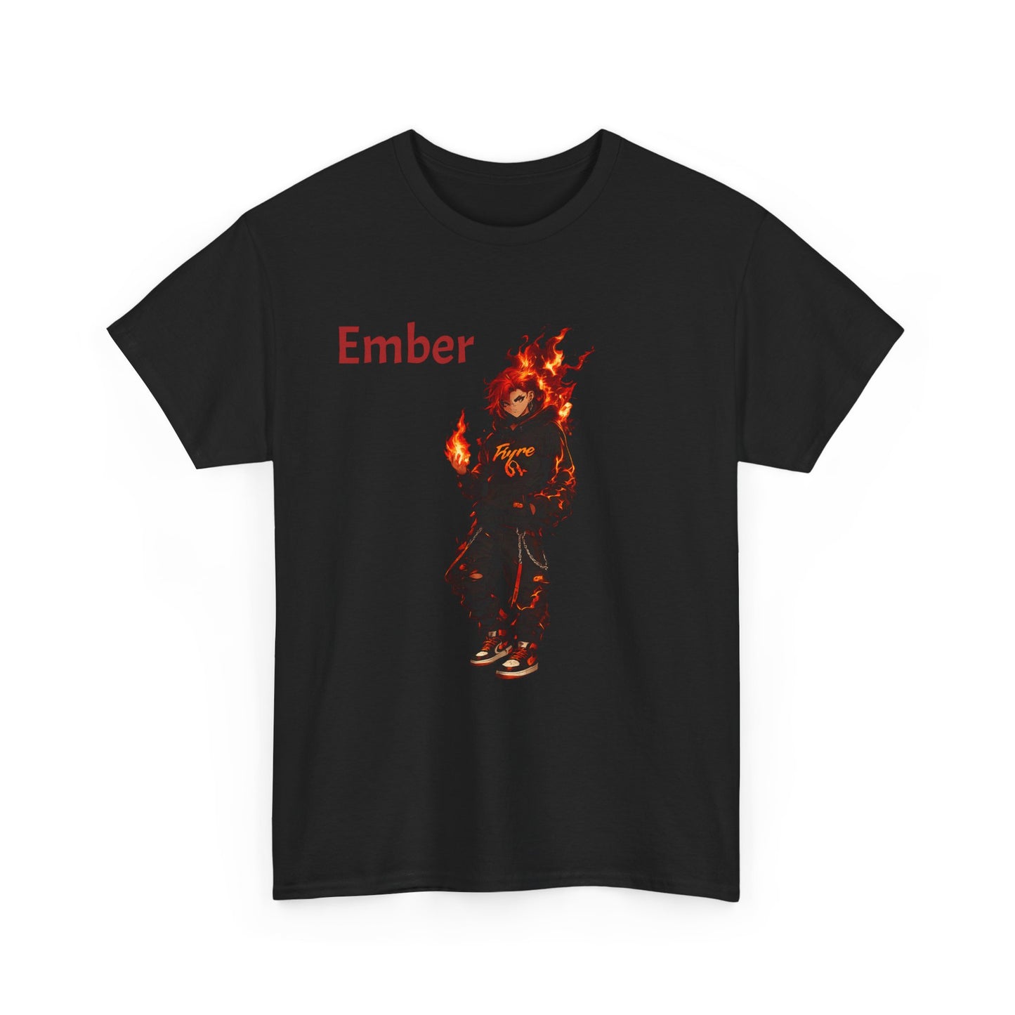 FIYRE Anime Ember Flame Graphic Tee — 'Ember' Streetwear Shirt with Fire Motif