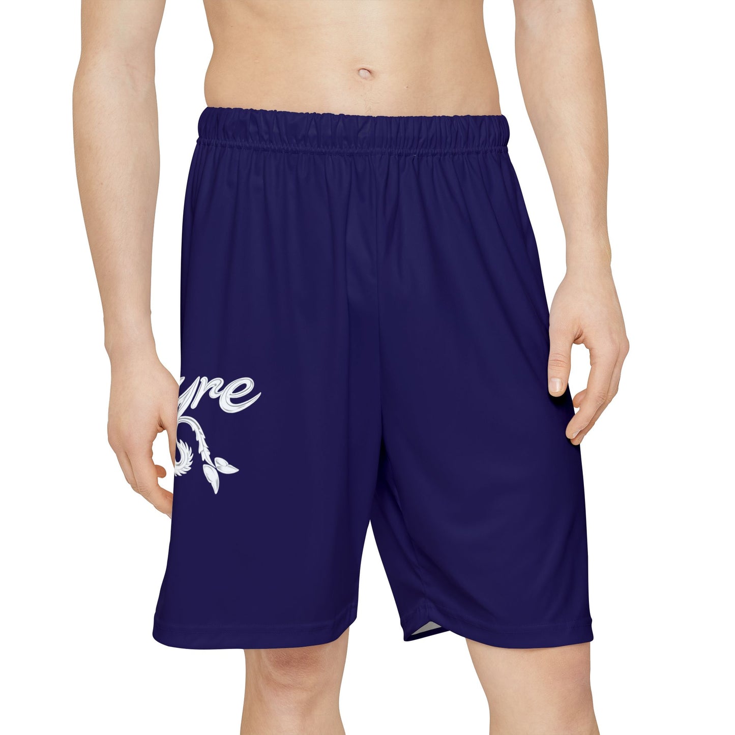 FIYRE- Athletic Shorts — Navy 'Fyre' Script Gym Shorts