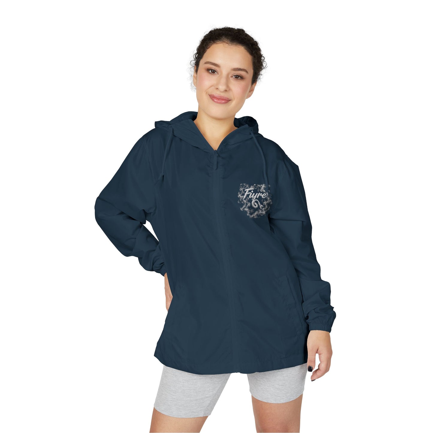 FIYRE Windbreaker Jacket Script Camo Zip-Up Hooded Windbreaker