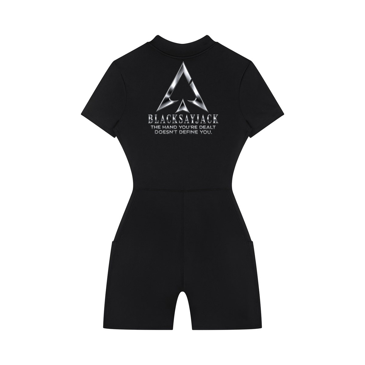 FIYRE Blacksayjack-Women's Quarter-Zip Short Sleeve Romper