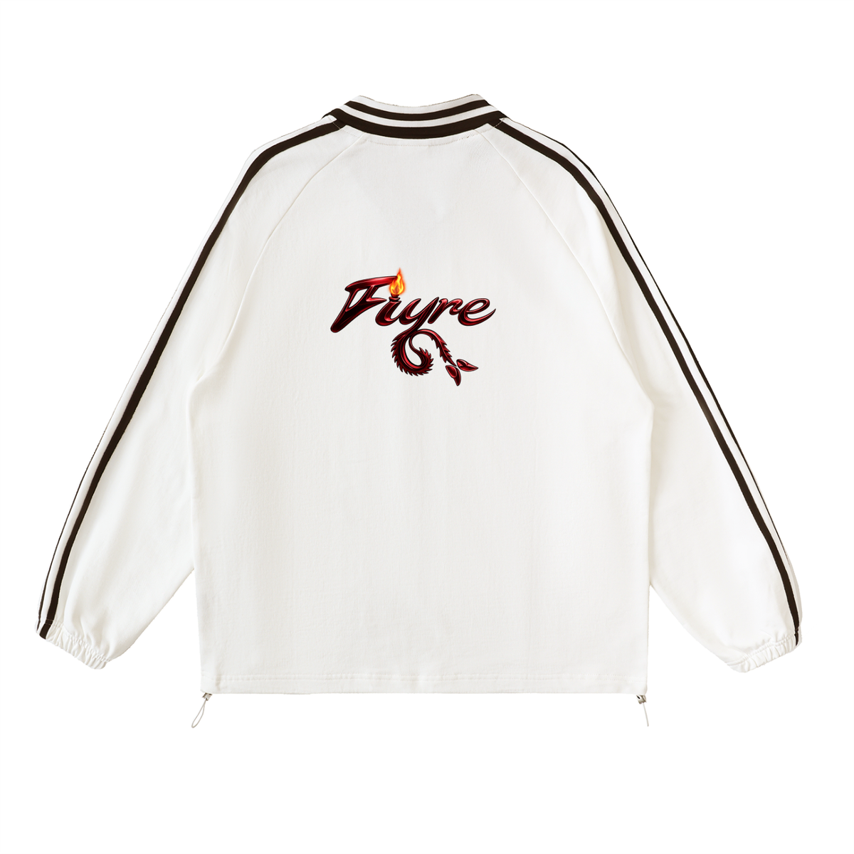 FIYRE-Contrast Striped Lapel Collar Sweatshirt