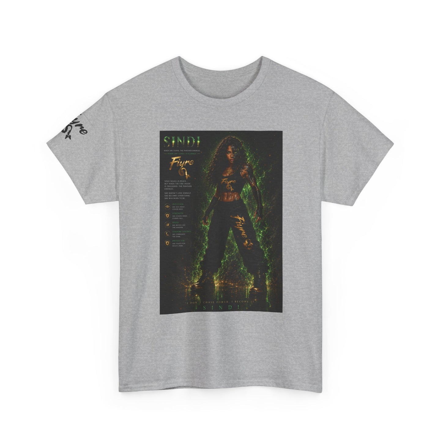FIYRE Sindi Anime Tee — Neon Green Fantasy Character Poster Shirt