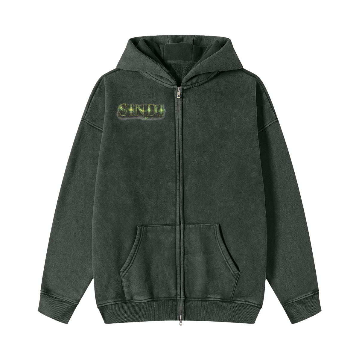 FIYRE ANIME Snow Washed Zip-Through Fleece Hoodie (SINDI)