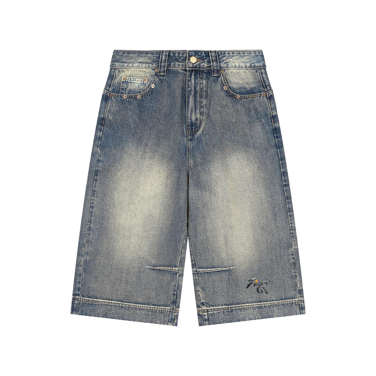 FIYRE Vintage Wash Baggy Denim Shorts