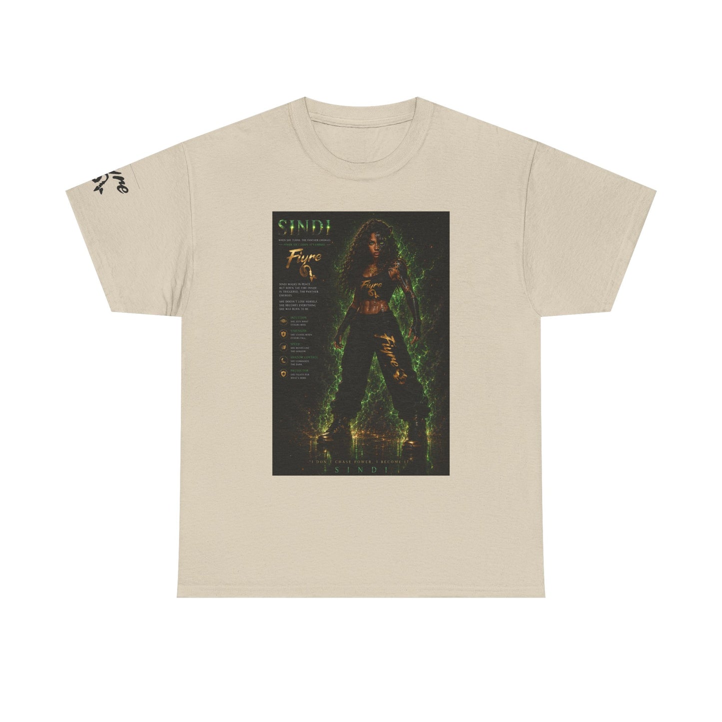FIYRE Sindi Anime Tee — Neon Green Fantasy Character Poster Shirt