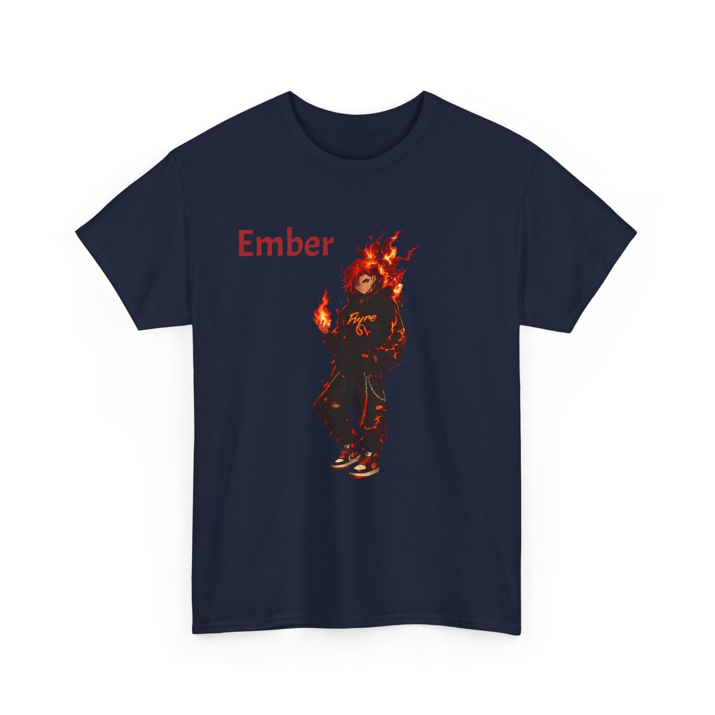 FIYRE Anime Ember Flame Graphic Tee — 'Ember' Streetwear Shirt with Fire Motif