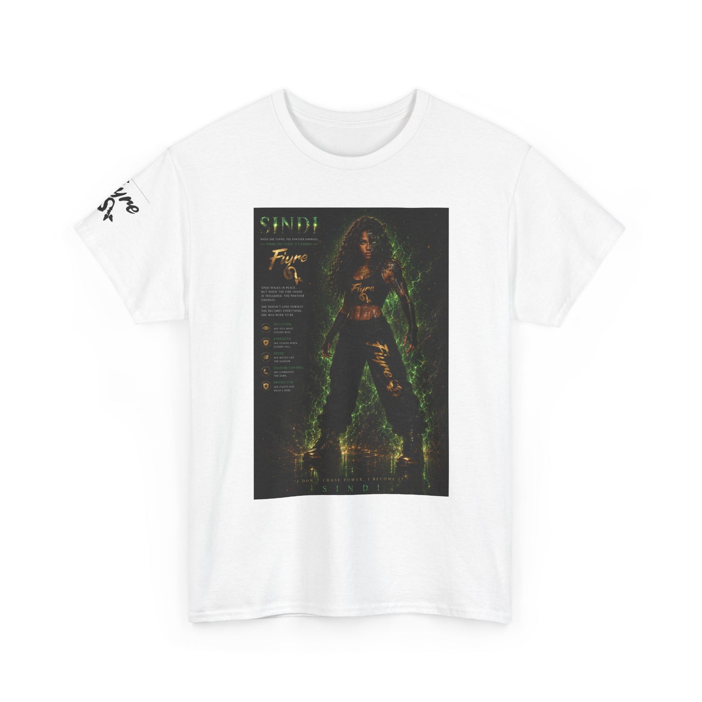 FIYRE Sindi Anime Tee — Neon Green Fantasy Character Poster Shirt