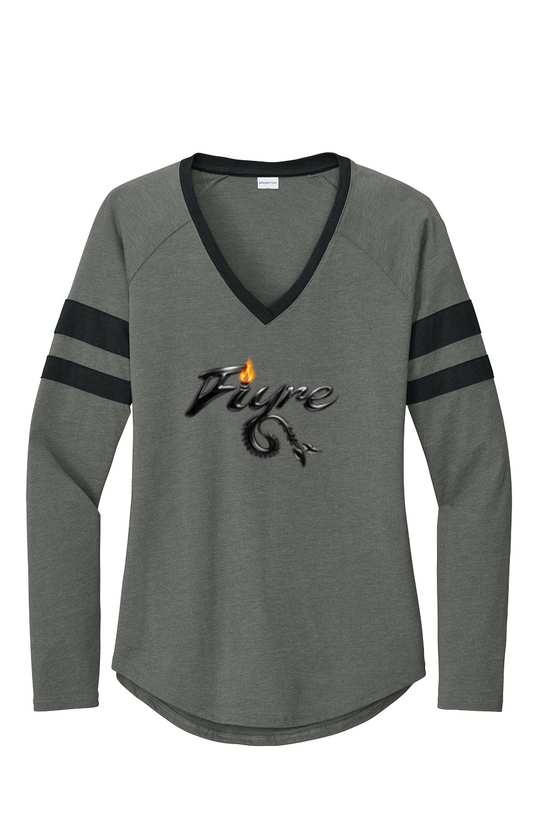 Women's Halftime Stripe V Neck Tee