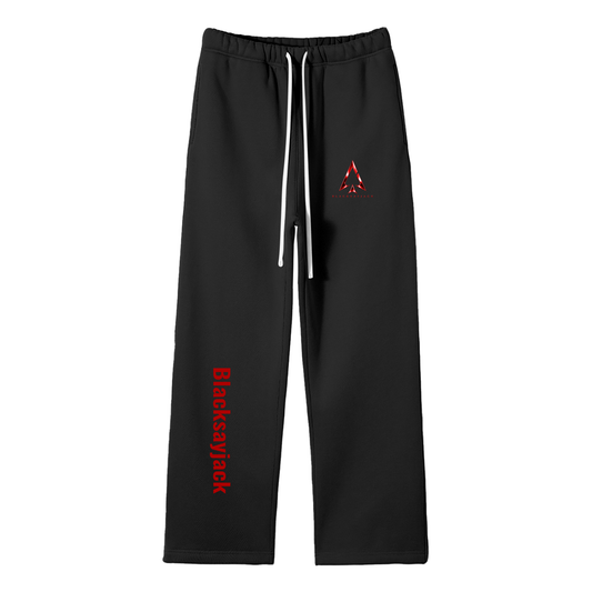 FIYRE Blacksayjack-Unisex Solid Color Fleece Straight Leg Pants Vertical Logo