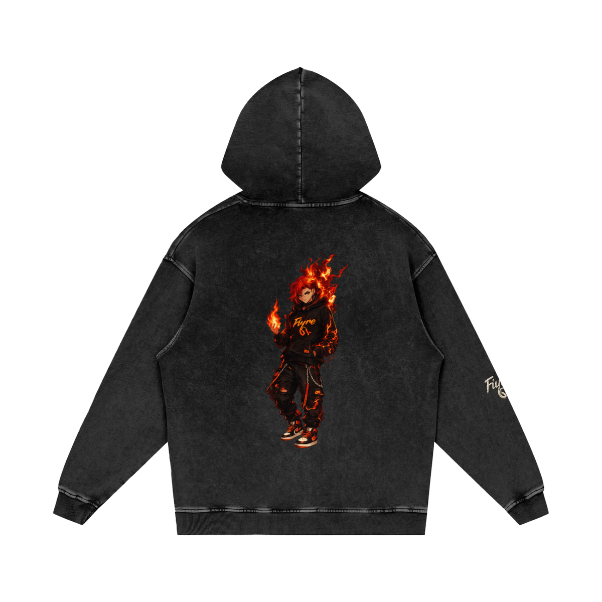 FIYRE ANIME -Snow Washed Loose Cotton Hoodie
