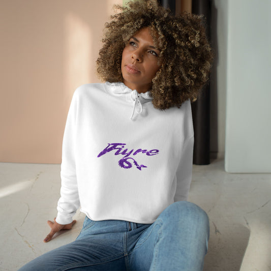 'FIYRE' Purple Script Cropped Hoodie
