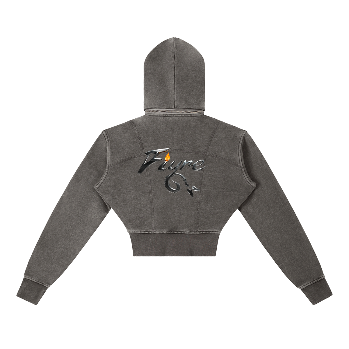 FIYRE- Women's Vintage Washed Cropped Fleece Hoodie