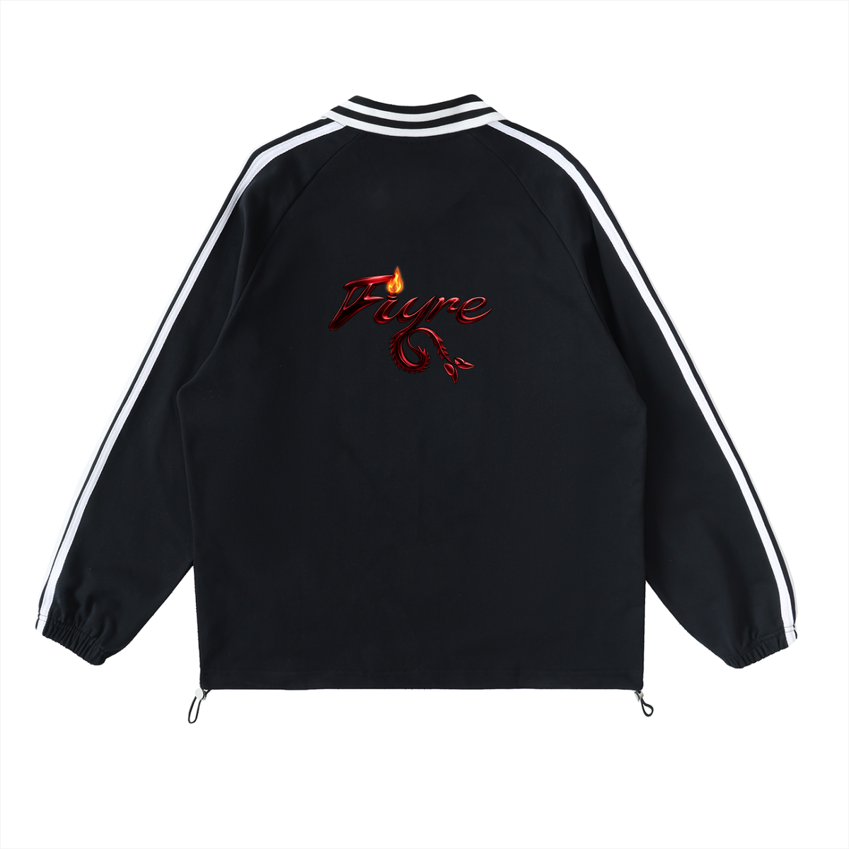 FIYRE-Contrast Striped Lapel Collar Sweatshirt