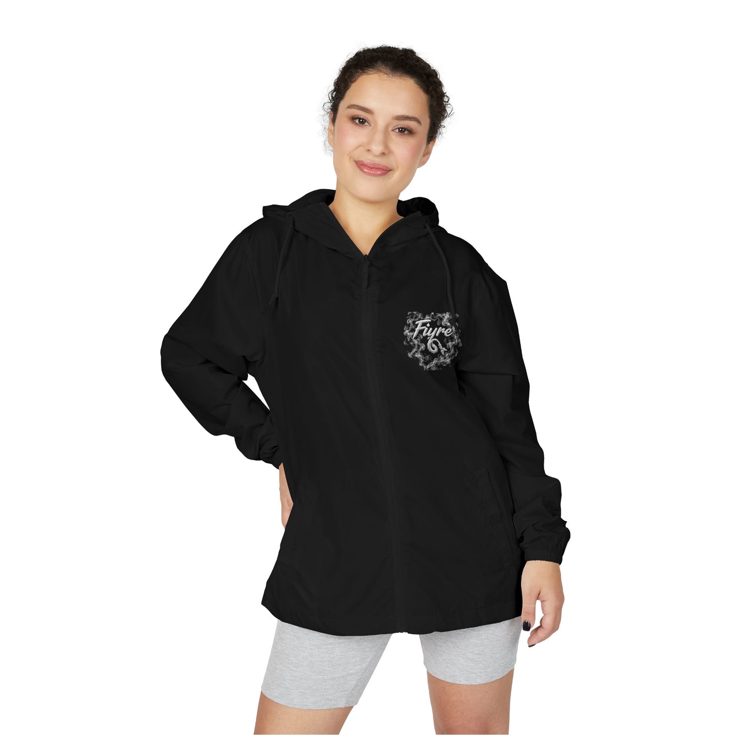 FIYRE Windbreaker Jacket Script Camo Zip-Up Hooded Windbreaker