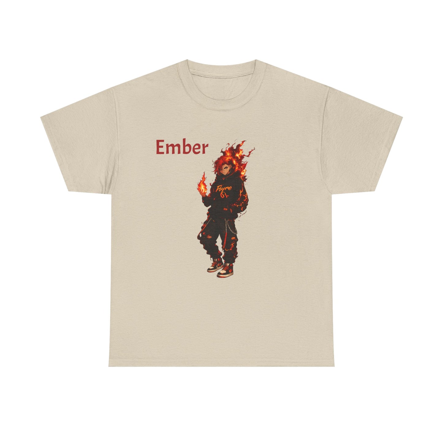FIYRE Anime Ember Flame Graphic Tee — 'Ember' Streetwear Shirt with Fire Motif
