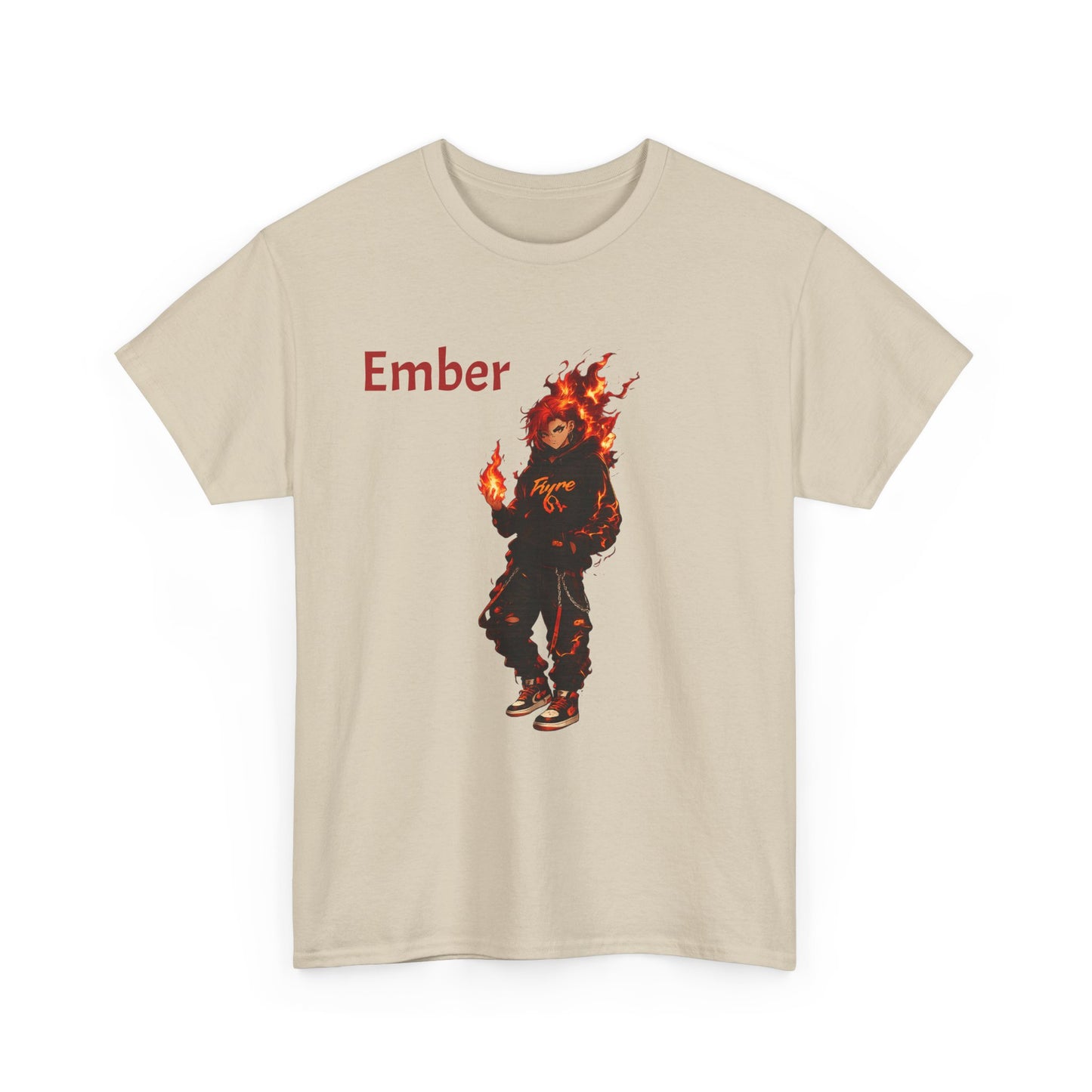 FIYRE Anime Ember Flame Graphic Tee — 'Ember' Streetwear Shirt with Fire Motif
