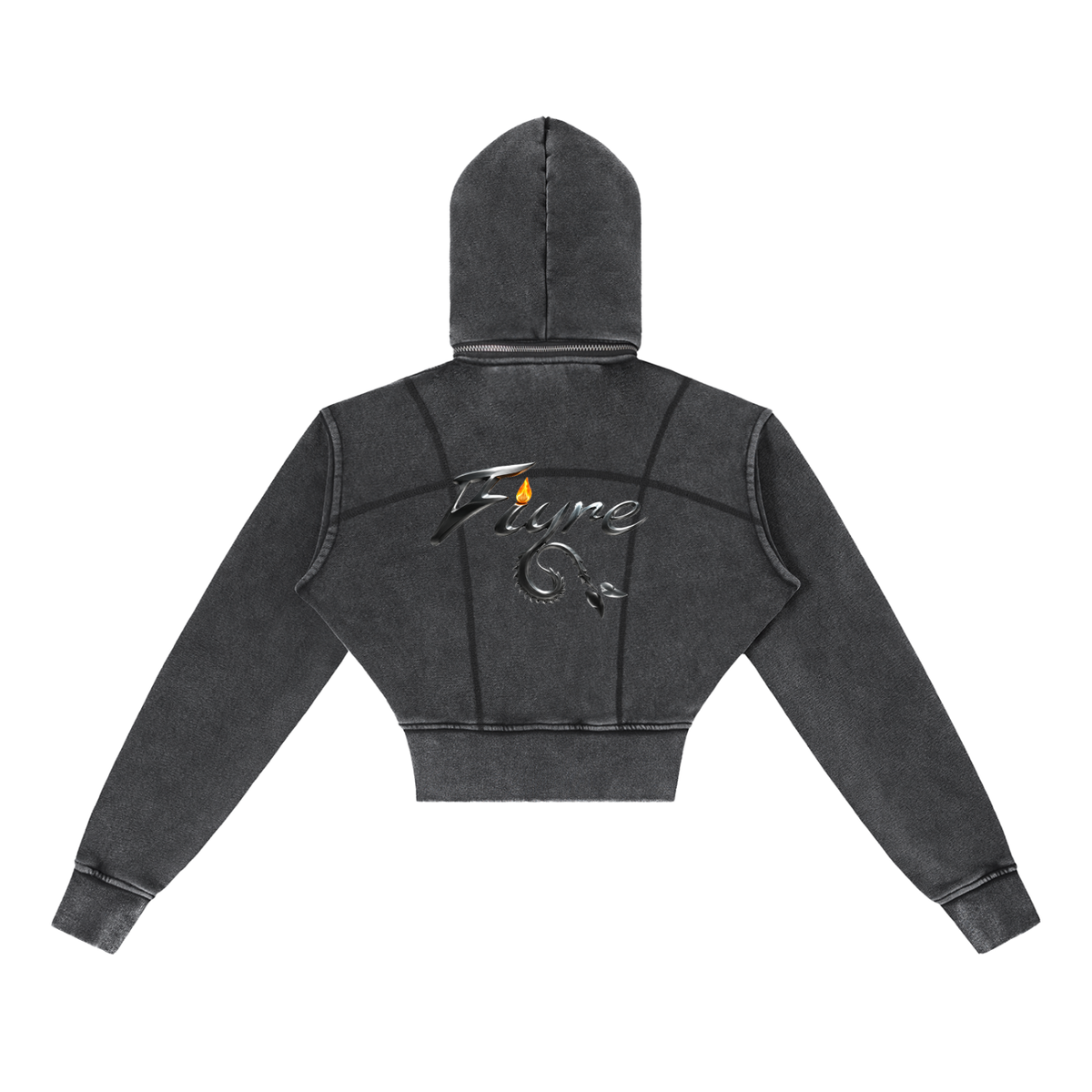 FIYRE- Women's Vintage Washed Cropped Fleece Hoodie