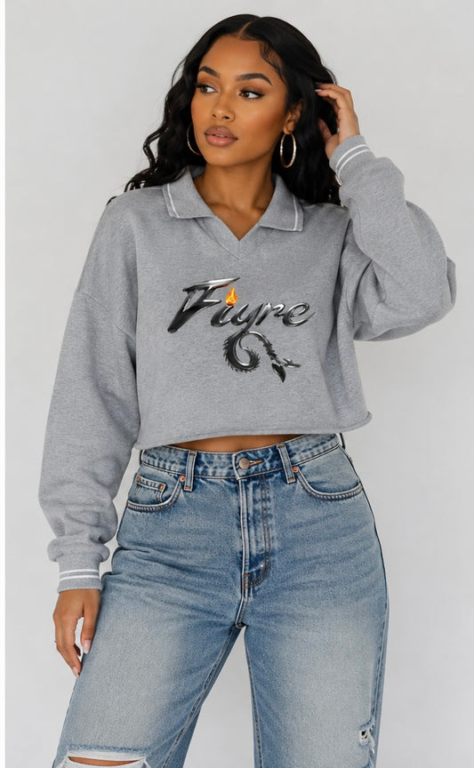 FIYRE Women’s Crop Collared Sweatshirt