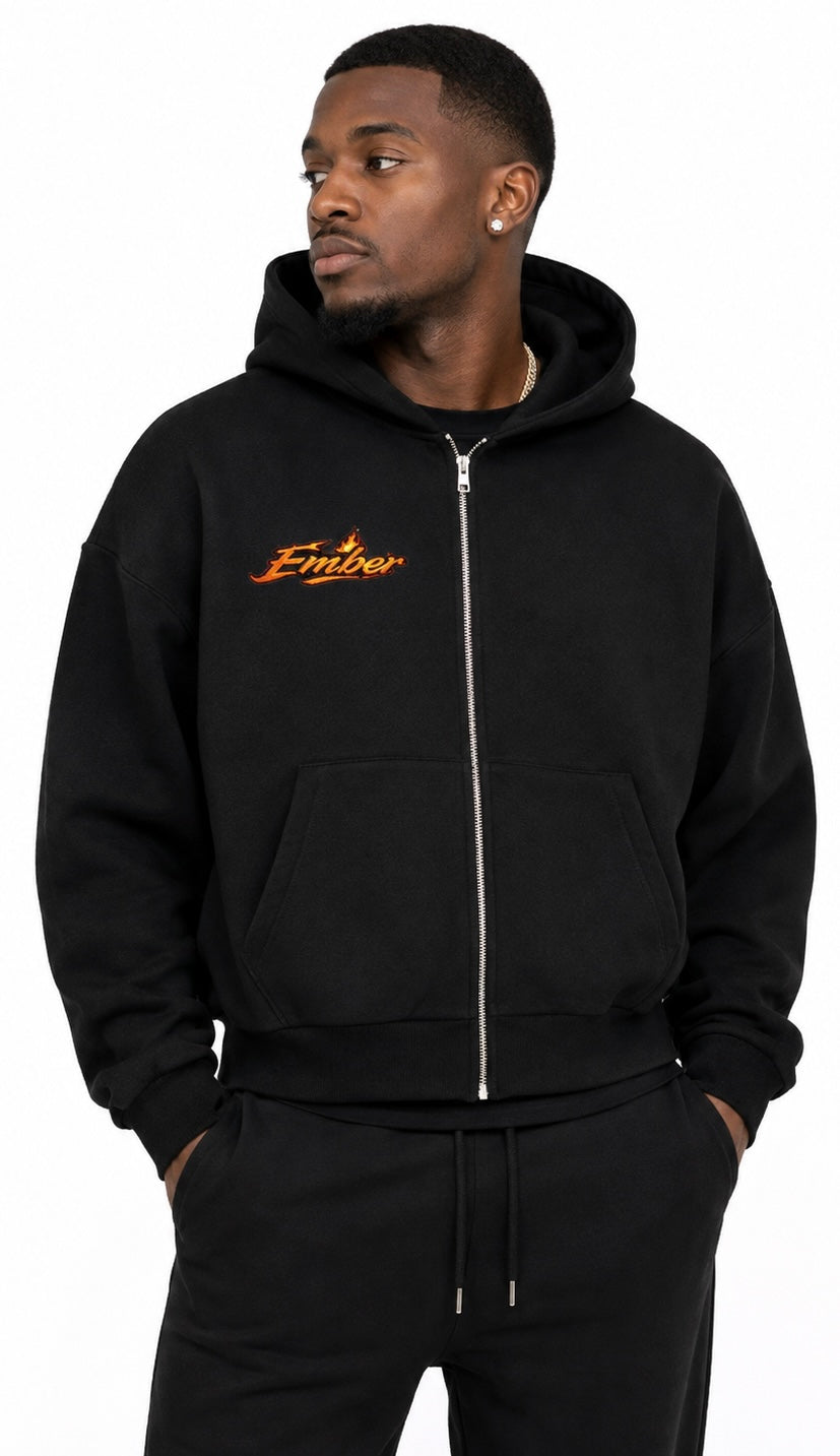 FIYRE ANIME Unisex Drop Shoulder Full Zip Hoodie (EMBER)