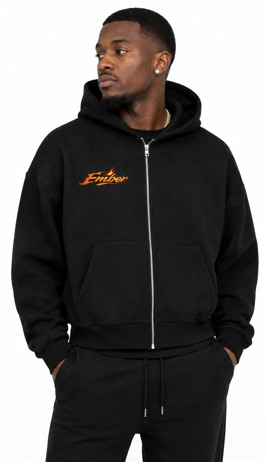 FIYRE ANIME Unisex Drop Shoulder Full Zip Hoodie (EMBER)