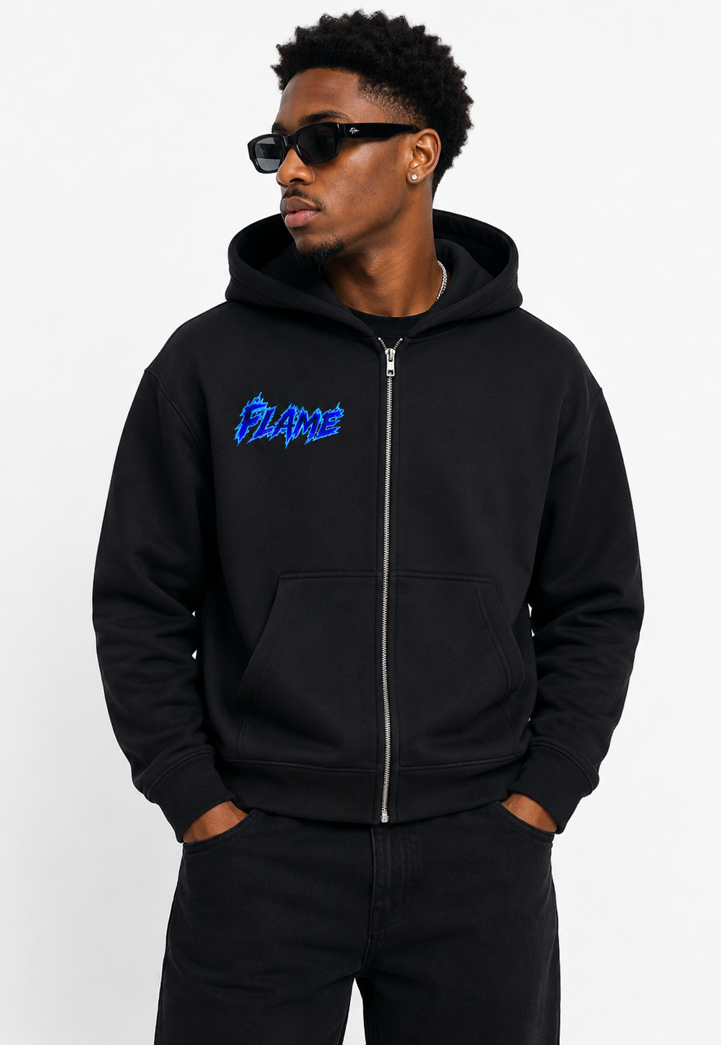 FIYRE ANIME Unisex Drop Shoulder Full Zip Hoodie (FLAME)