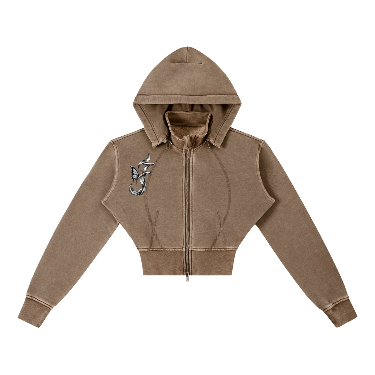 FIYRE- Women's Vintage Washed Cropped Fleece Hoodie