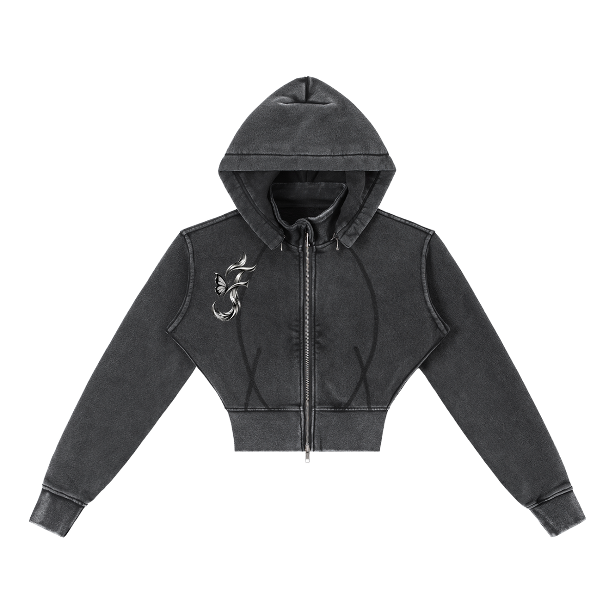 FIYRE- Women's Vintage Washed Cropped Fleece Hoodie