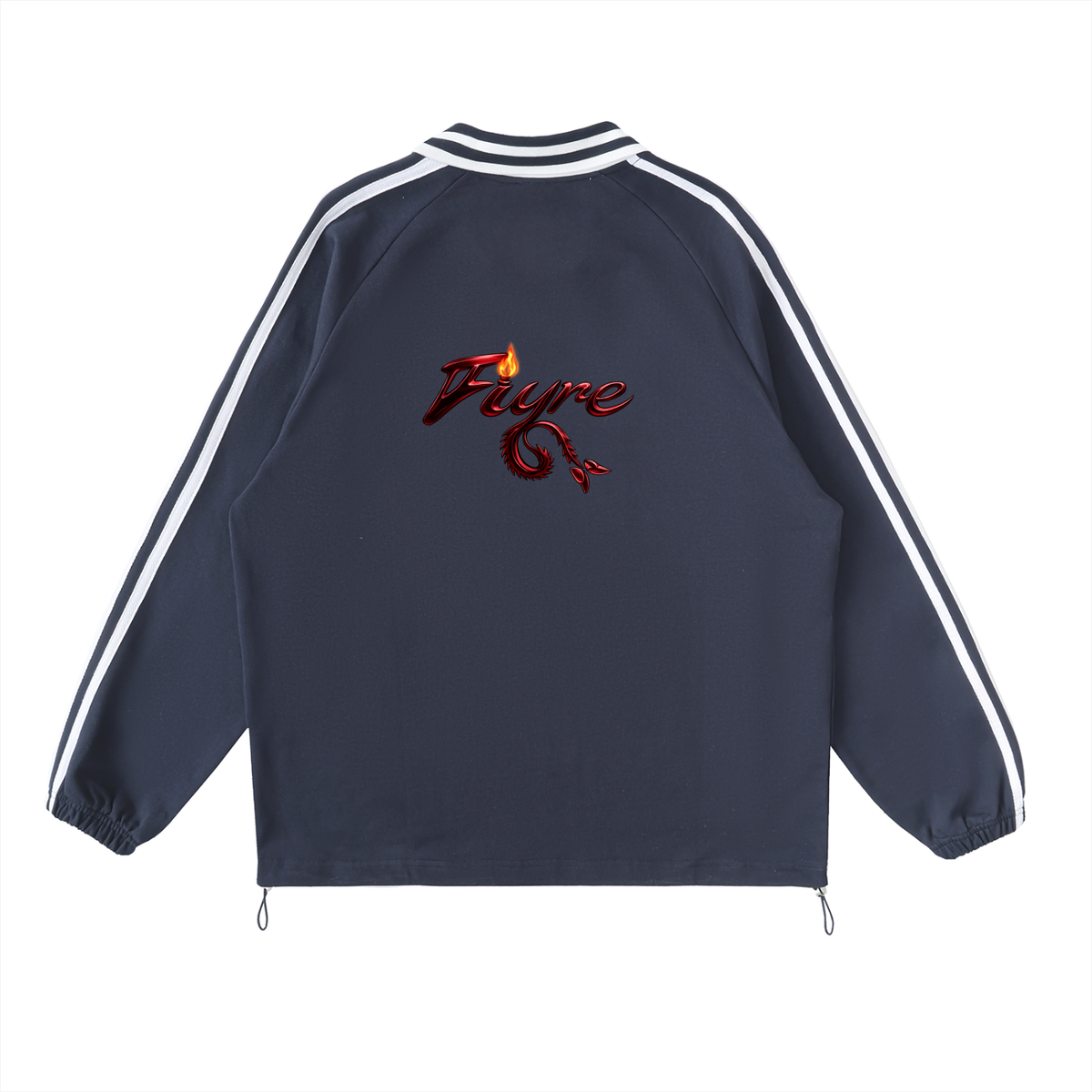 FIYRE-Contrast Striped Lapel Collar Sweatshirt