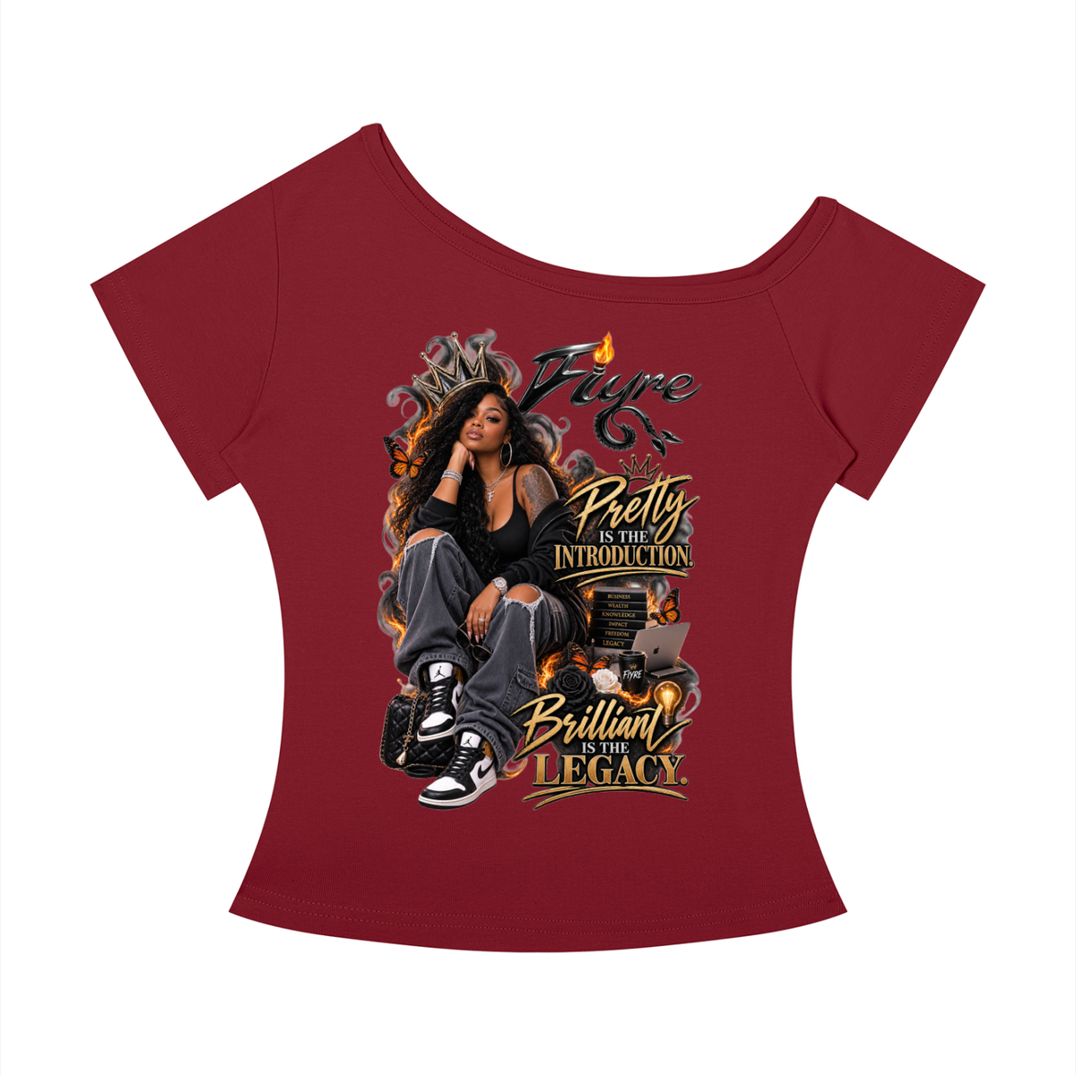 FIYRE-Women’s Off-the-Shoulder T-Shirt
